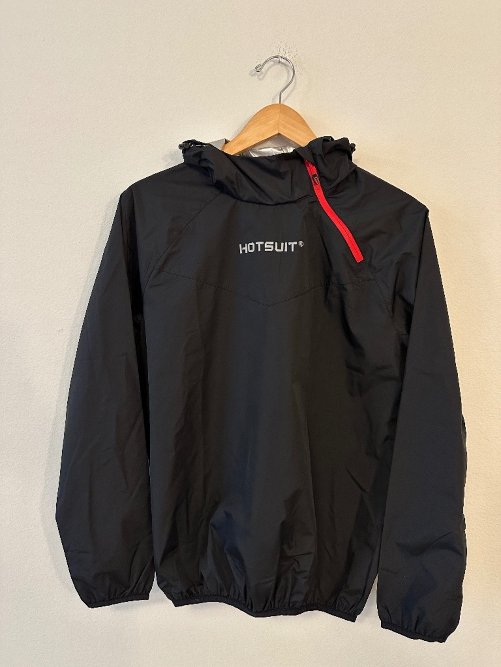 HOTSUIT Women's Large Black Hooded Half Zip Sauna Suit Jacket Workout Pullover
